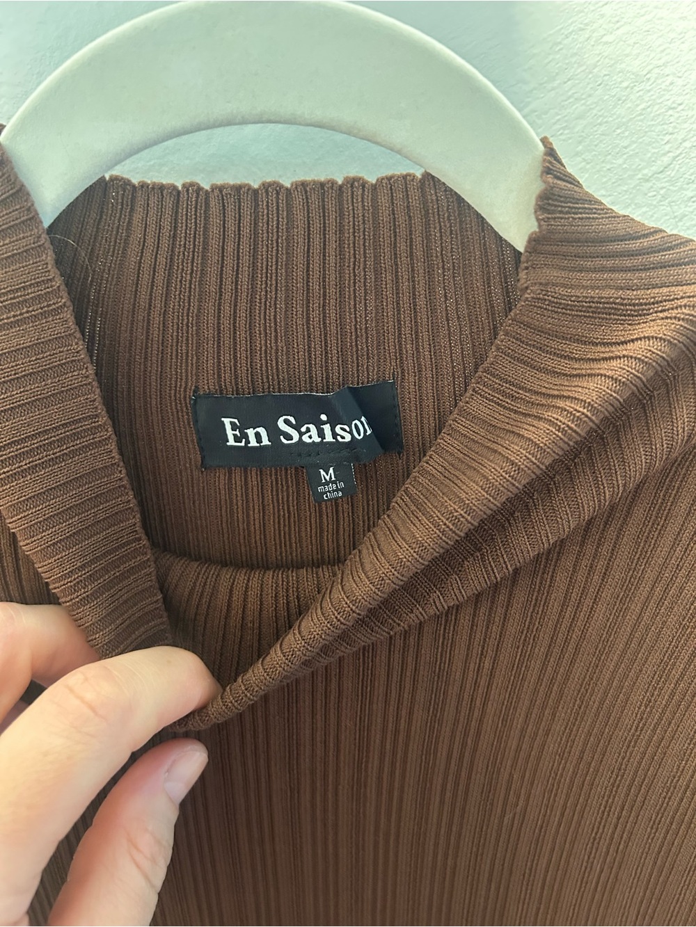 En Saison Brown Ribbed-Bodice Mixed Media Maxi Dress - Picture 6 of 6
